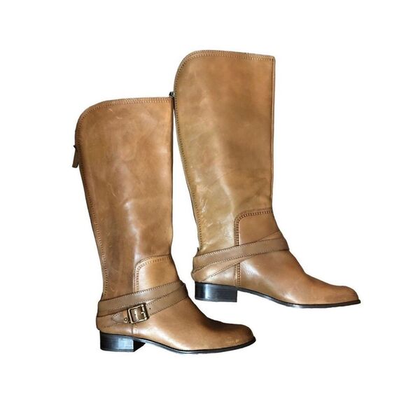 Fossil Zena back zipper caramel riding boots NWOB - Picture 3 of 13